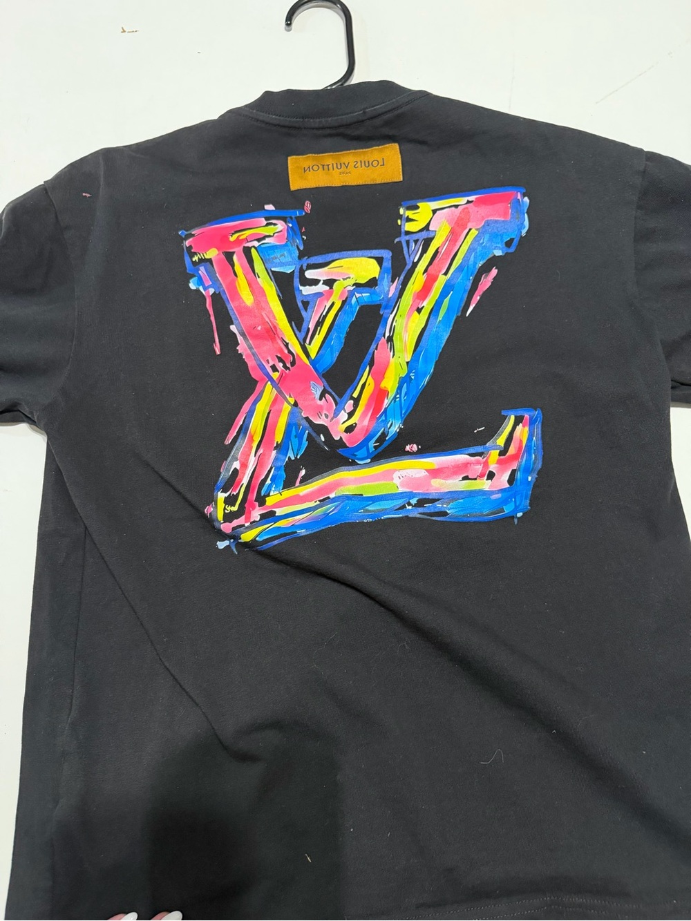 LV Black Graphic Tee with Colorful Icons
